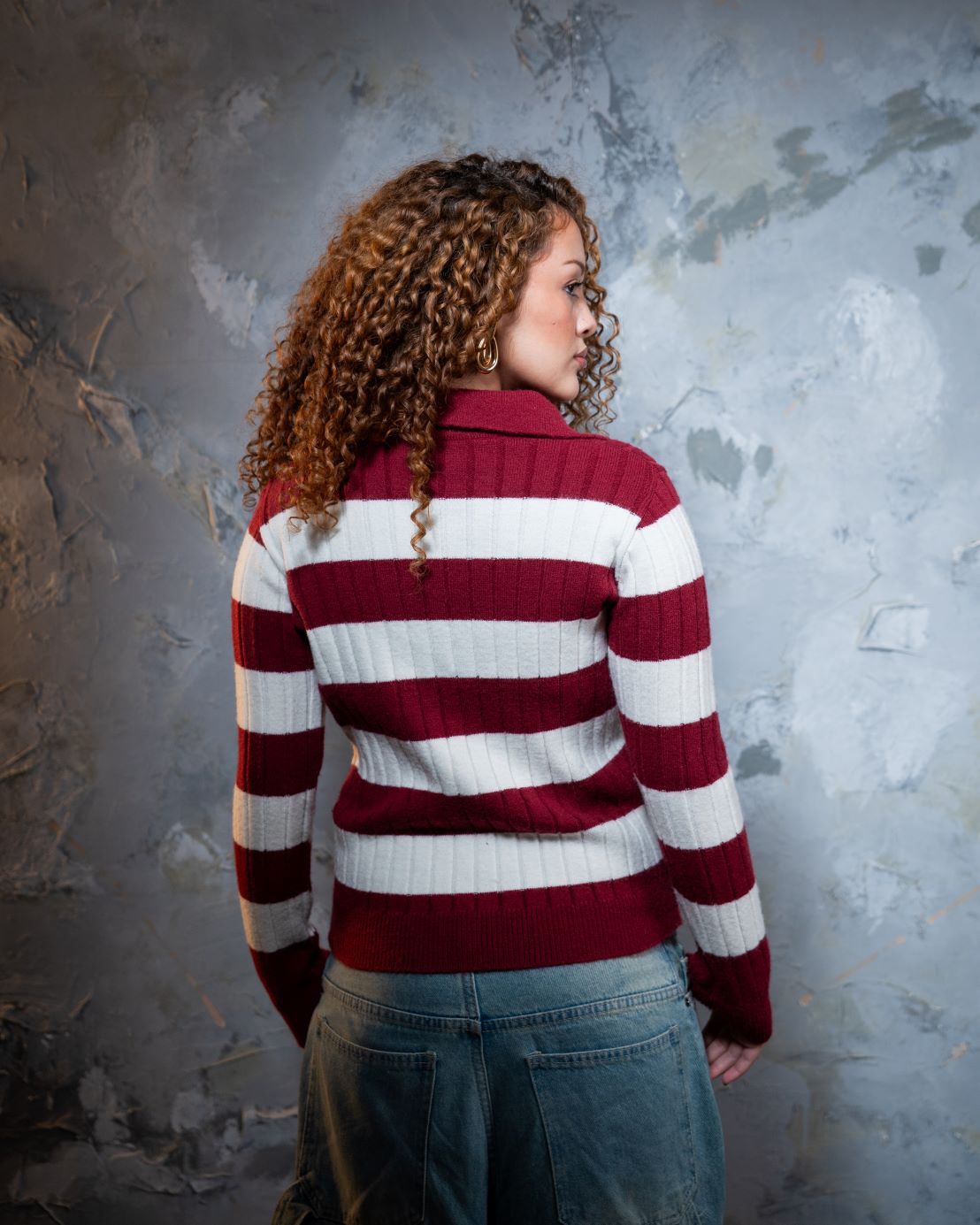 Ribbed polo - BURGANDY
