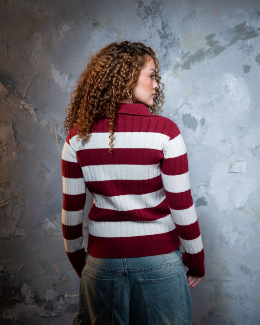Ribbed polo - BURGANDY