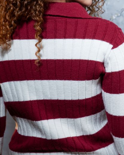 Ribbed polo - BURGANDY