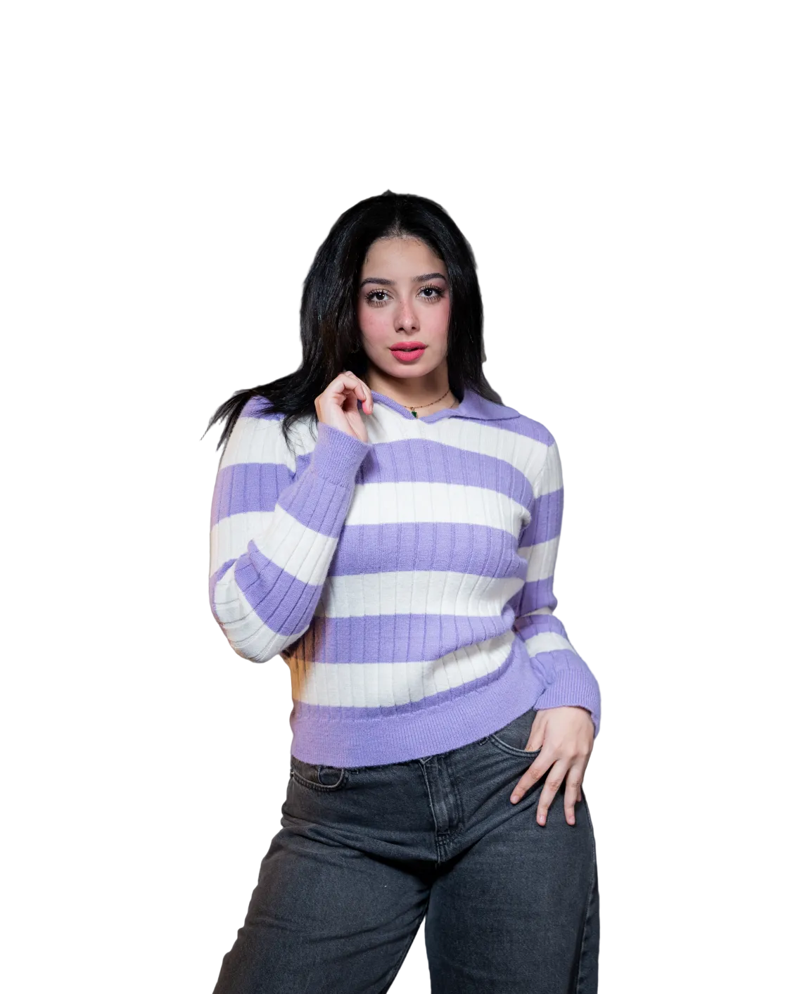 Ribbed polo - LILAC