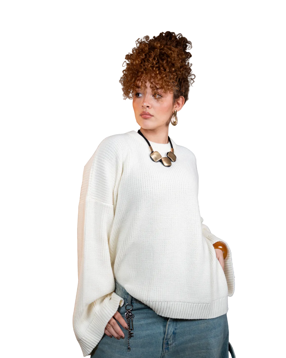 Oversized Side-slit - CREAMY