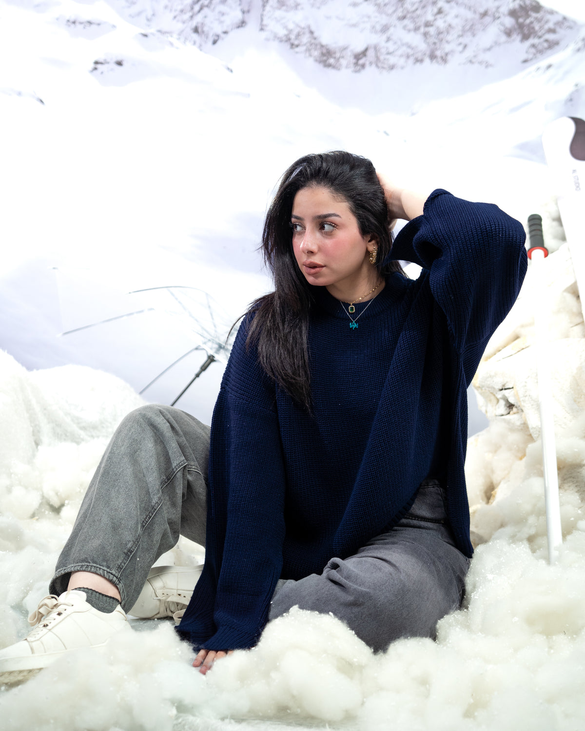 Oversized Side-slit - NAVY BLUE
