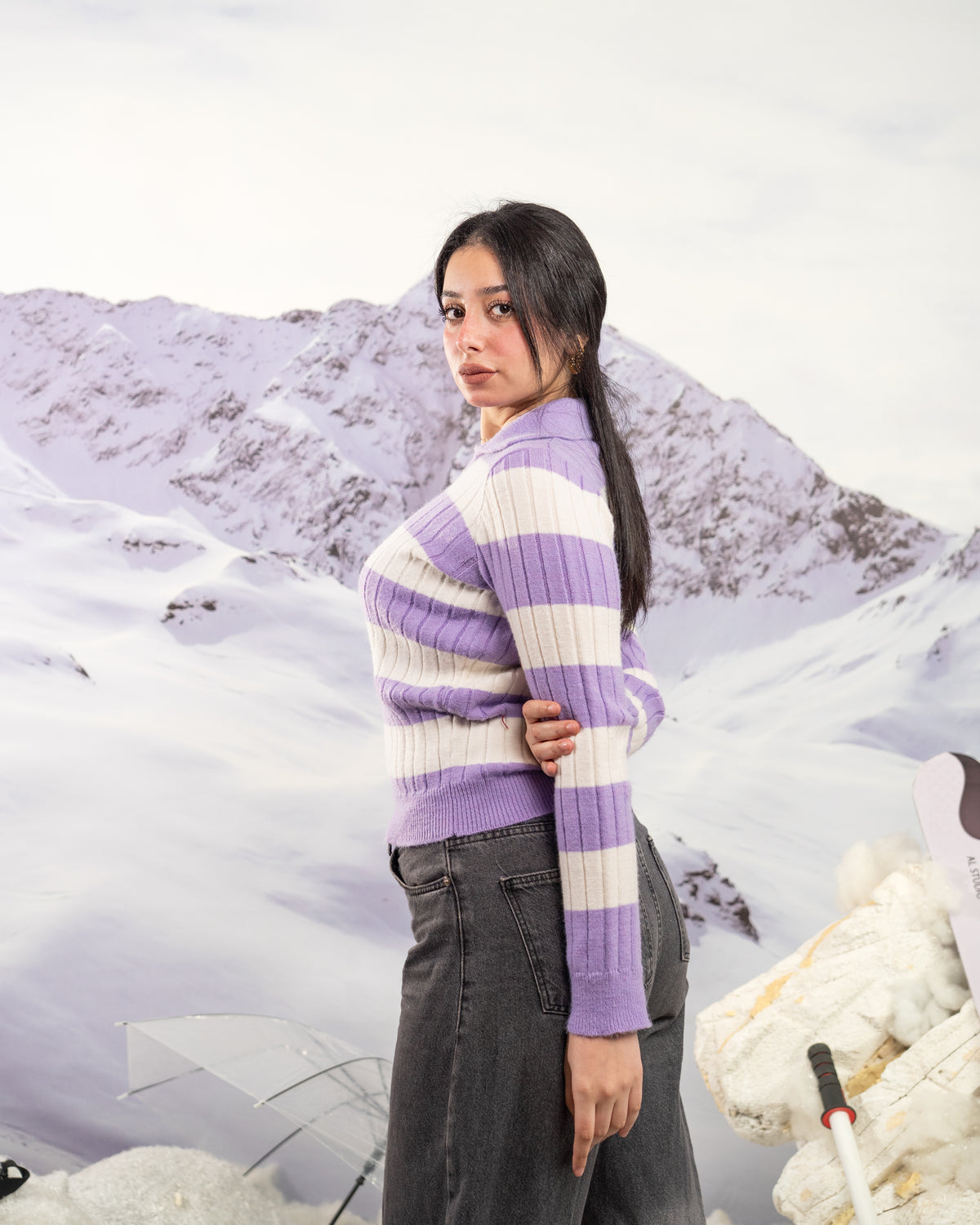 Ribbed polo - LILAC