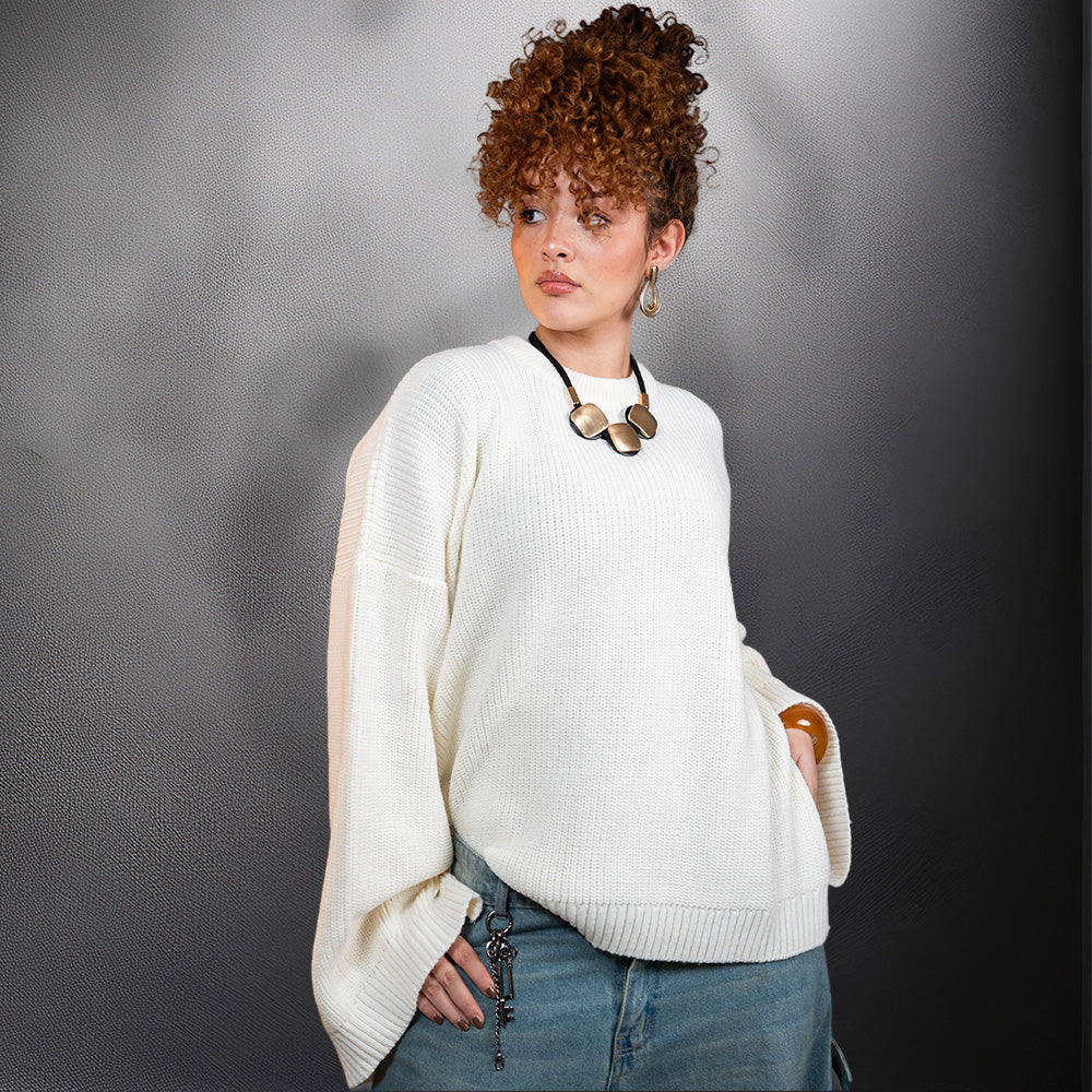 Side-Slit Oversized Pullover