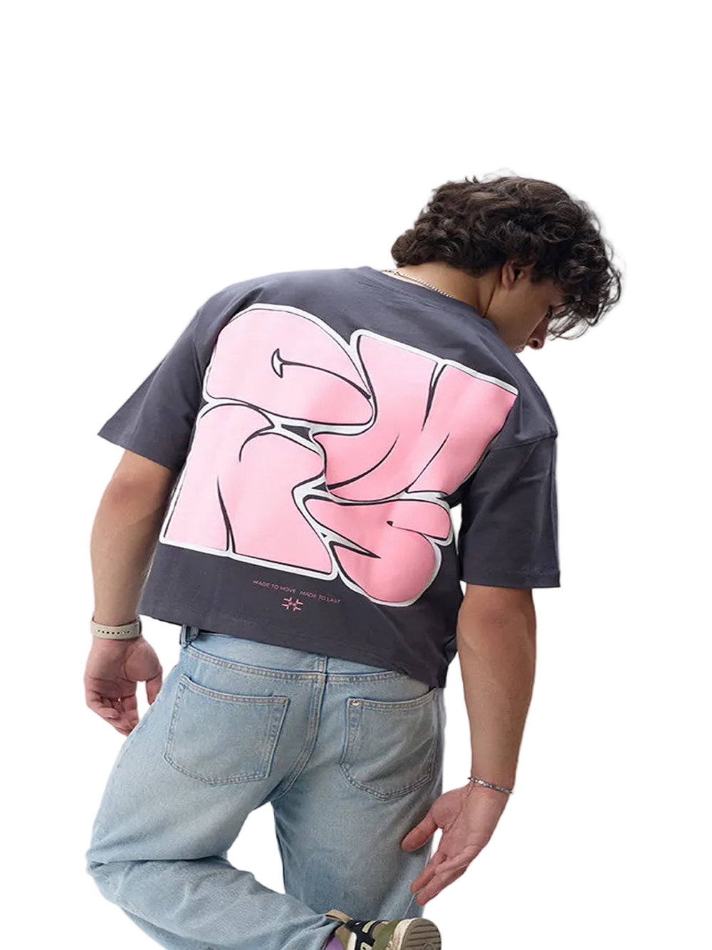 Boxy Fit T-Shirt GRAY/PINK PUFF