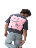 Boxy Fit T-Shirt GRAY/PINK PUFF