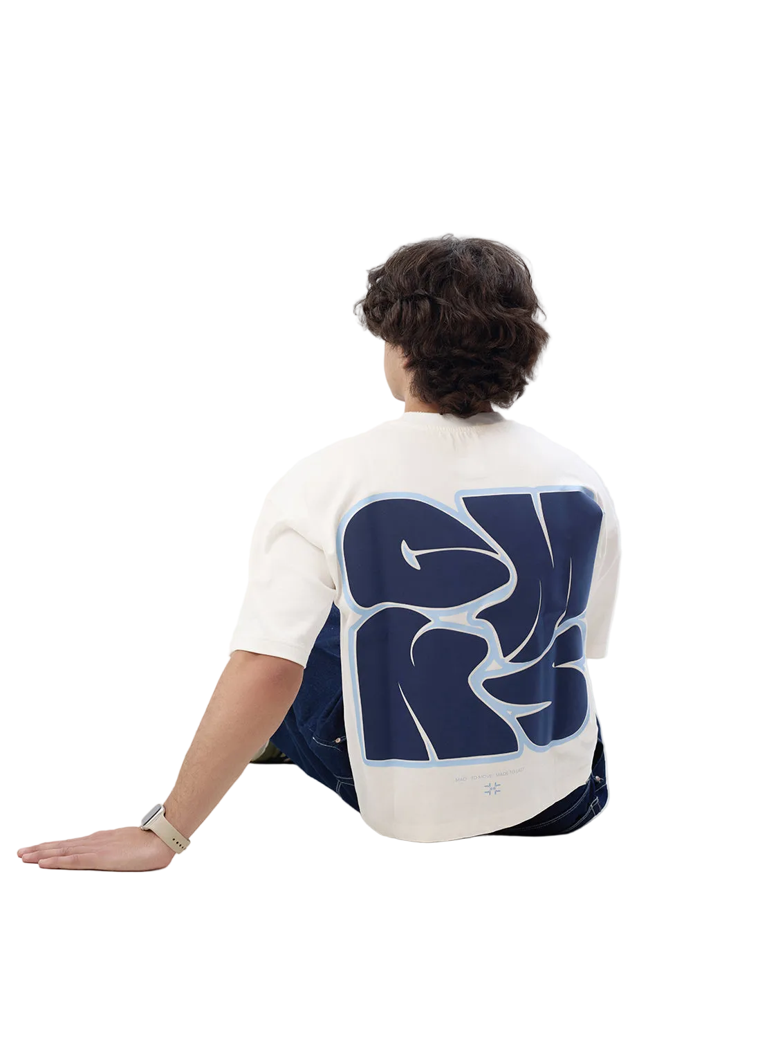 Boxy Fit T-Shirt WHITE/NAVY PUFF