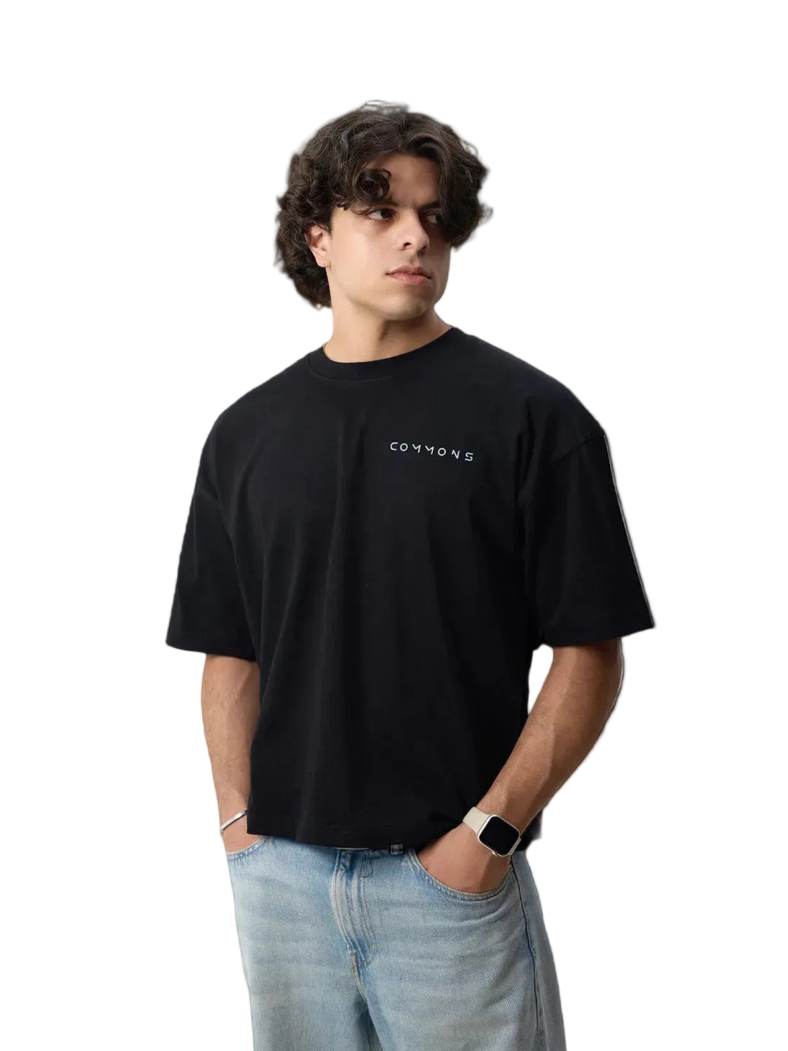 Boxy Fit T-Shirt BLACK/BLUE PUFF