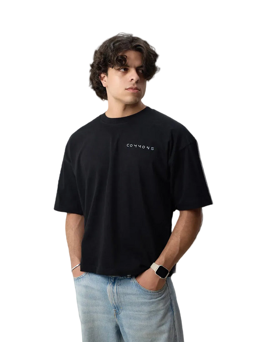 Boxy Fit T-Shirt BLACK/BLUE PUFF