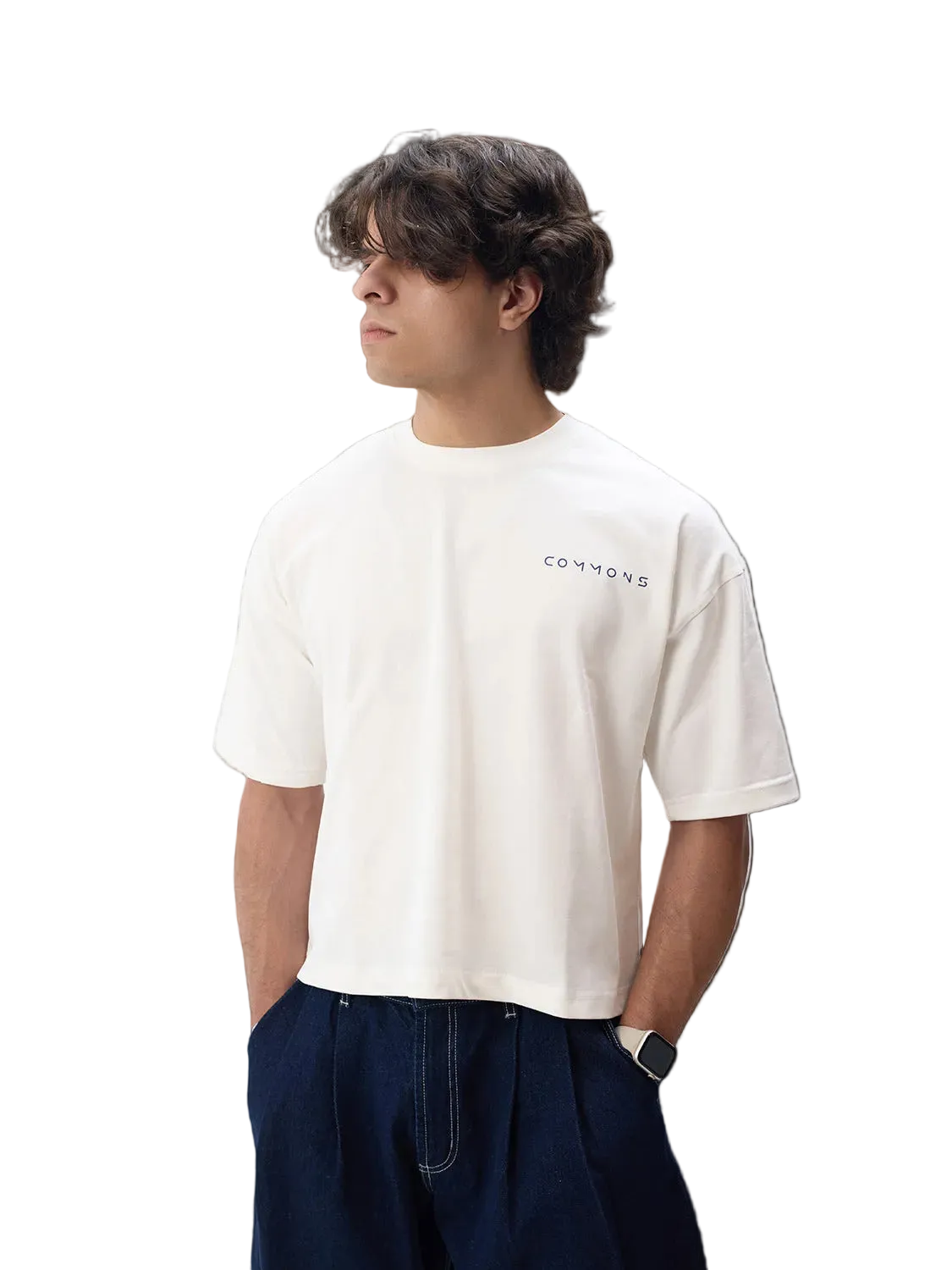 Boxy Fit T-Shirt WHITE/NAVY PUFF
