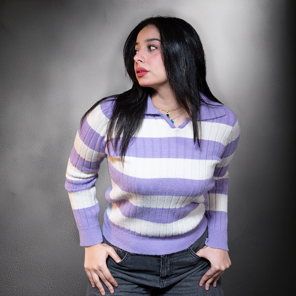 Lilac Ribbed Polo For Her