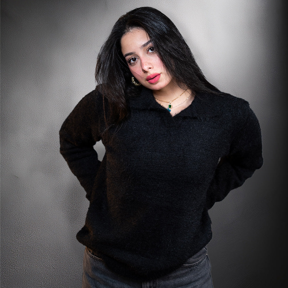 Black Soft Mohair Polo