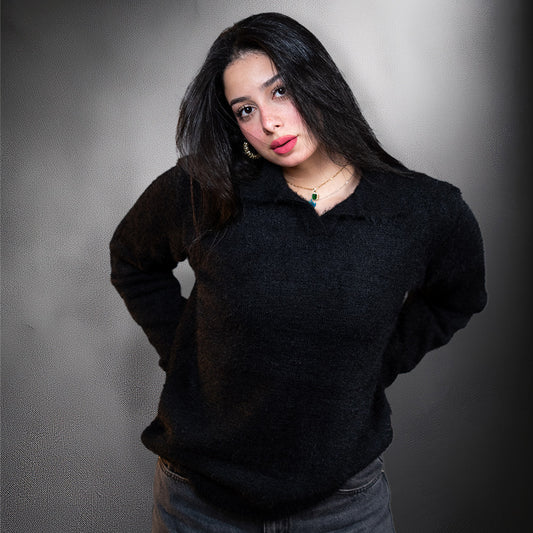 Black Soft Mohair Polo