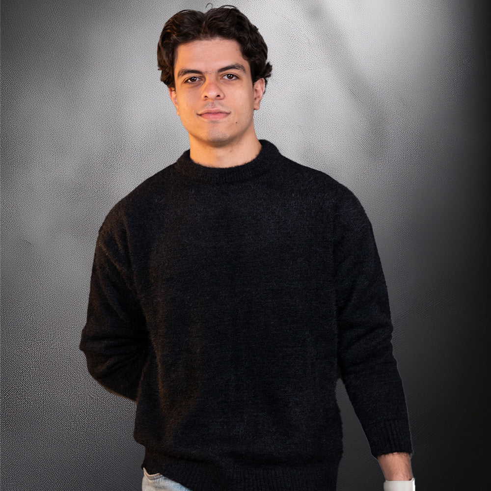 Black Mohair Round Neck