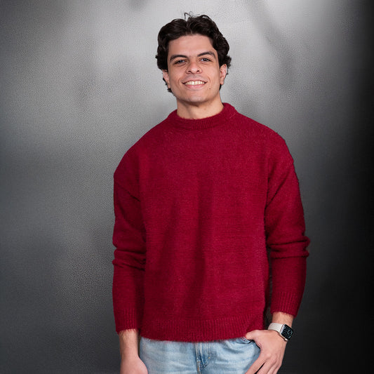 Burgundy Mohair Round Neck