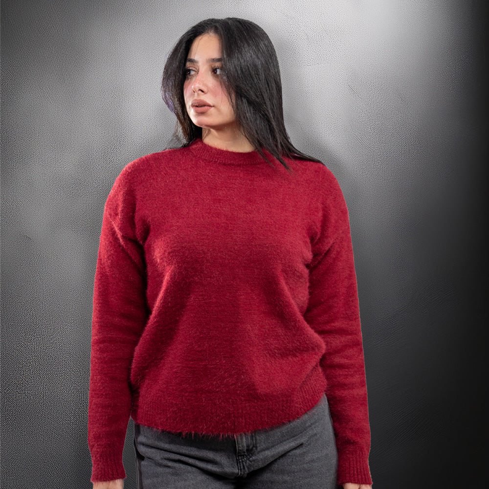 Burgundy Mohair Round Neck