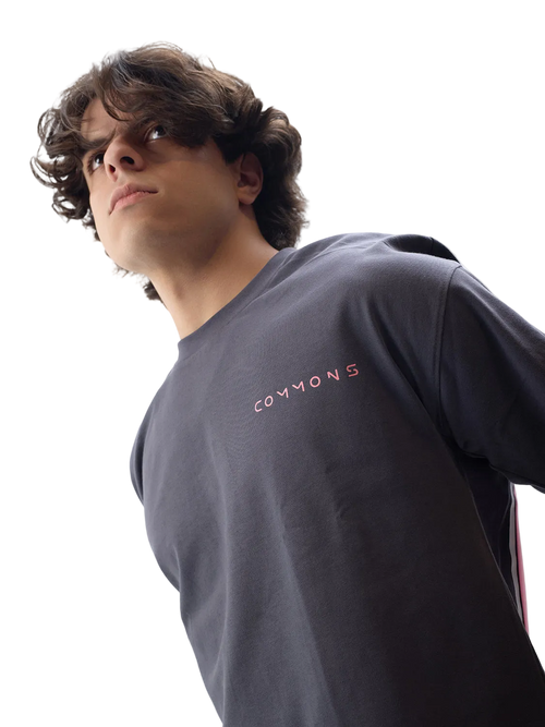 Boxy Fit T-Shirt GRAY/PINK PUFF