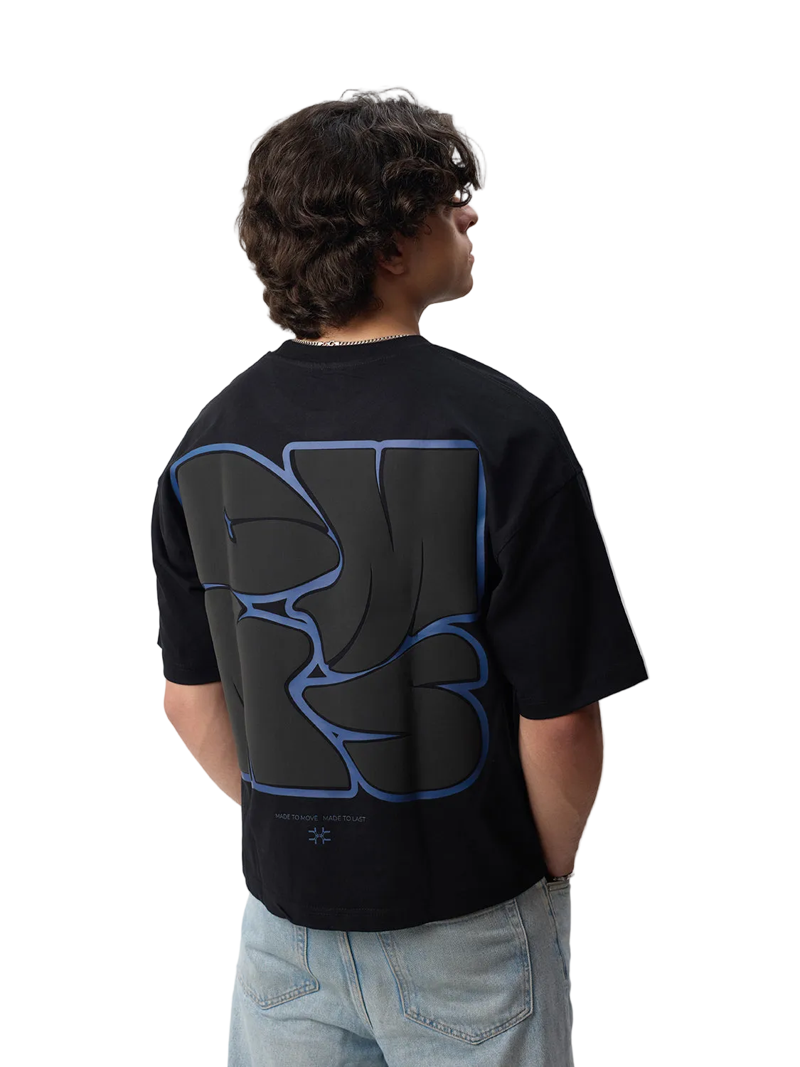 Boxy Fit T-Shirt BLACK/BLUE PUFF