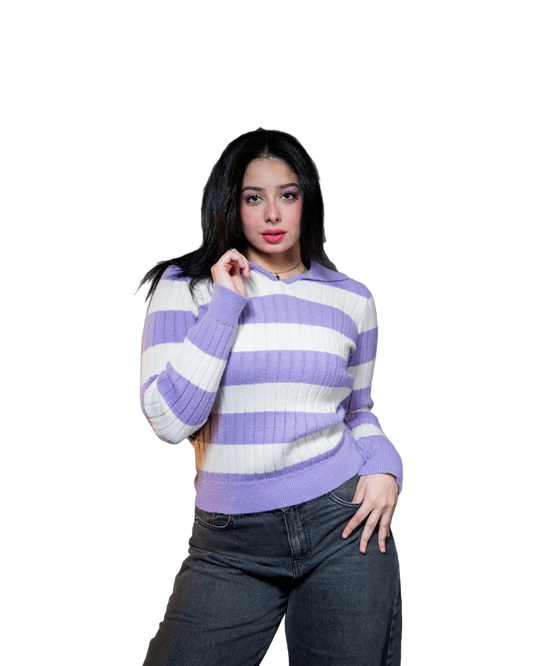 Ribbed polo - LILAC