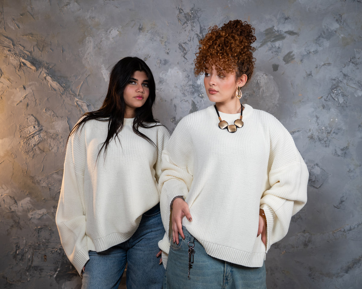 Oversized Side-slit  - CREAMY
