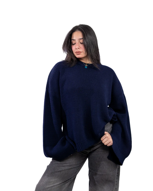 Oversized Side-slit - NAVY BLUE
