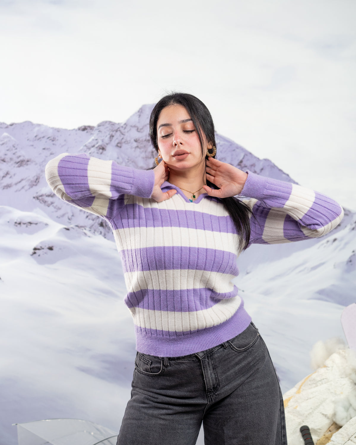 Ribbed polo - LILAC
