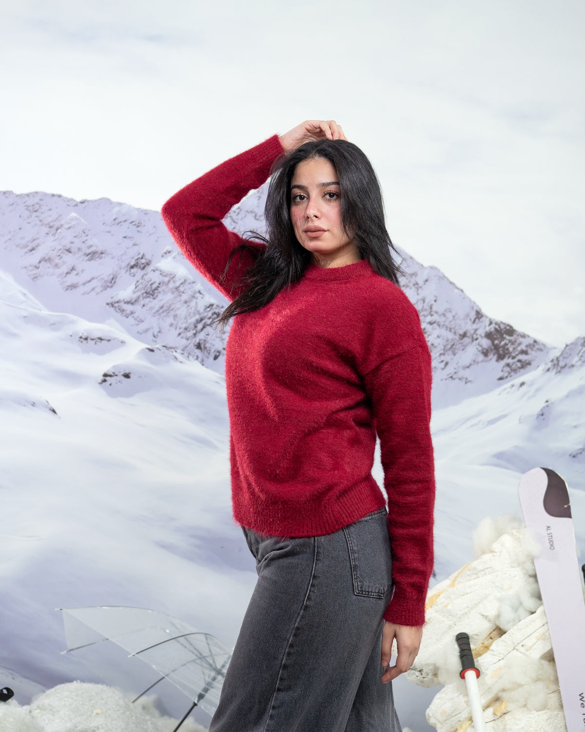 Round mohair - BURGANDY