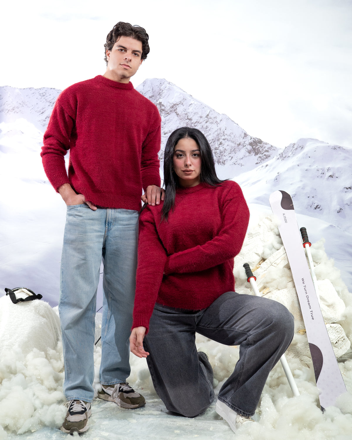 Round mohair - BURGANDY