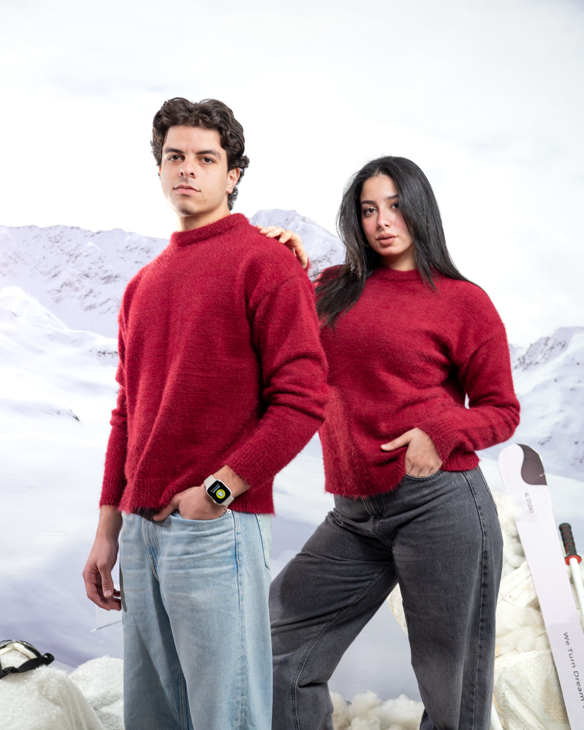 Round mohair - BURGANDY